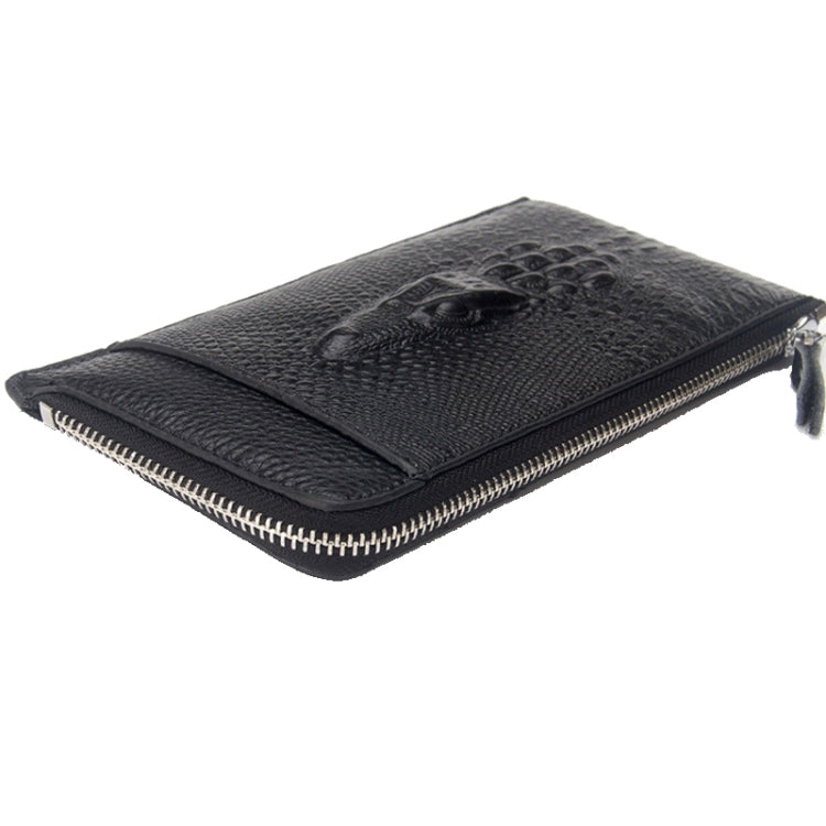 Baellerry Men Long Wallet Crocodile Pattern Zipper Leather Clutch Business Thin Wallet(Black) - Wallets by Baellerry | Online Shopping South Africa | PMC Jewellery