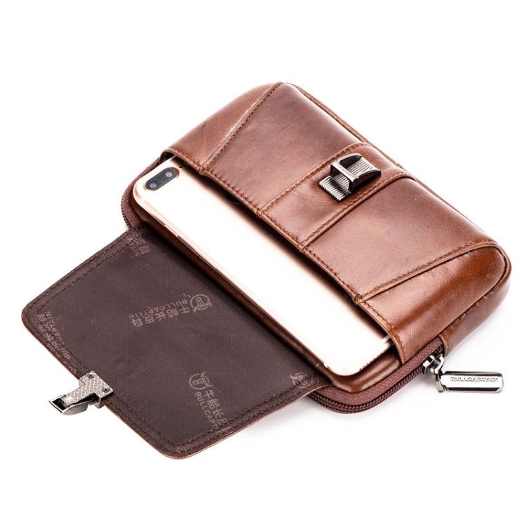BULL CAPTAIN Multifunctional Leather Mobile Phone Small Waist Bag For Men(Vertical Brown) - free shipping - PMC TechLife - Order now!