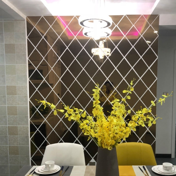 Rhombus Stitching Background Acrylic Mirror Decorative Stickers, Specification: Golden Large - free shipping - PMC TechLife - Order now!