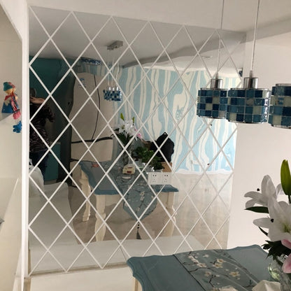 Rhombus Stitching Background Acrylic Mirror Decorative Stickers, Specification: Silver Small - Decorative Mirrors by PMC Jewellery | Online Shopping South Africa | PMC Jewellery