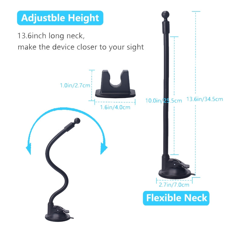 2 PCS Suction Cup Long Soft Hose Windshield Car Mobile Phone Clip Bracket(Gray Box Packaging) - Car Holders by PMC TechLife | Online Shopping South Africa | PMC TechLife