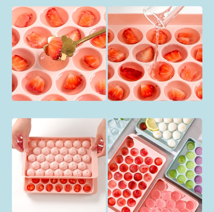 33 Grid Round Ice Hockey Mold With Lid Ice Box Small Marble Ice Tray, Random Color Delivery - Food Molds by PMC Jewellery | Online Shopping South Africa | PMC Jewellery