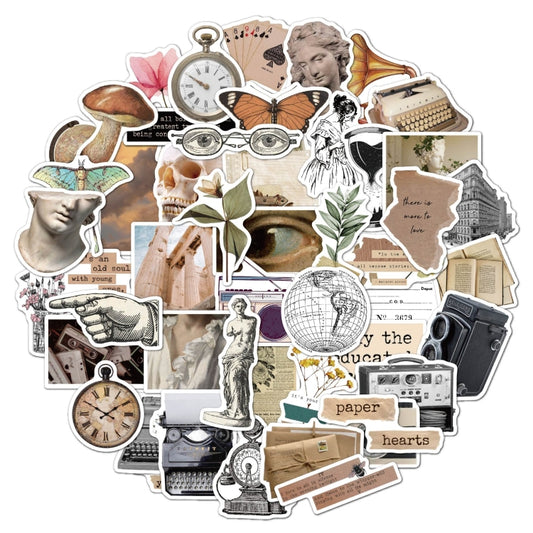 2 Sets 50 Pieces Literary Retro Sticker Pack Era English Diy Decoration Old Time Stickers - Sticker by PMC Jewellery | Online Shopping South Africa | PMC Jewellery
