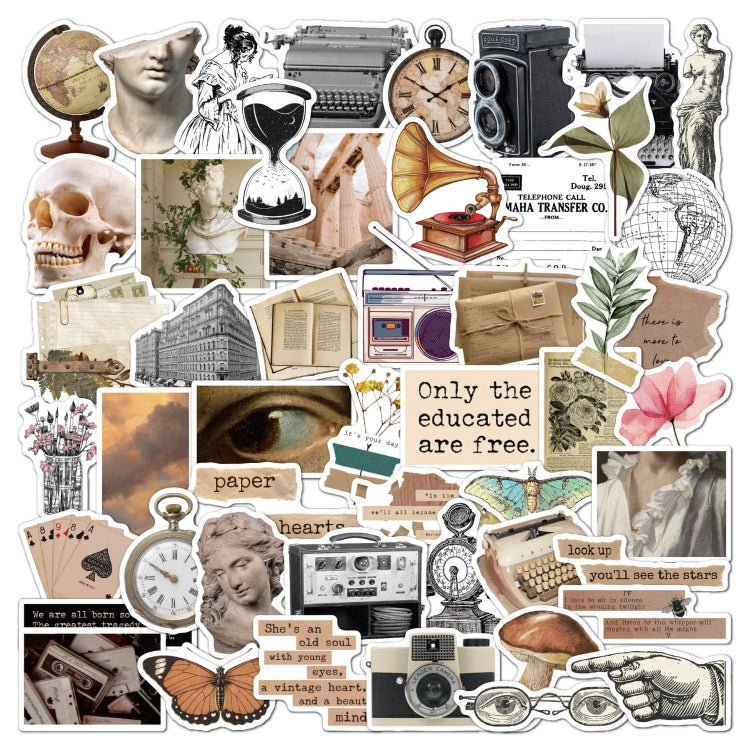 2 Sets 50 Pieces Literary Retro Sticker Pack Era English Diy Decoration Old Time Stickers - Sticker by PMC Jewellery | Online Shopping South Africa | PMC Jewellery