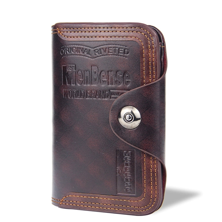 Menbense Short Fashion Leisure Magnetic Buckle Large Capacity 3 Fold Male Wallet(Dark Brown) - Wallets by Menbense | Online Shopping South Africa | PMC TechLife