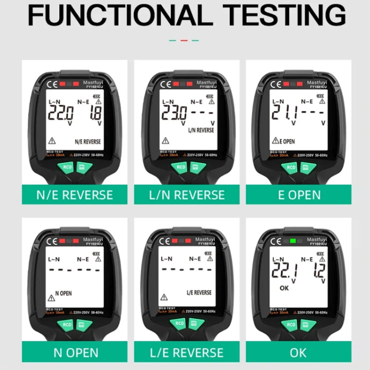 FUYI FY1881 High Precision Power Polarity Phase Socket Tester(US Plug) - Current & Voltage Tester by FUYI | Online Shopping South Africa | PMC TechLife | Buy Now Pay Later Mobicred