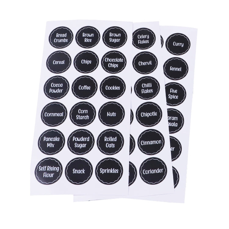 144 PCS Printed Spice Jar Labels Pantry Stickers Blackboard Stickers(Diameter 3.8cm) - Printer Paper & Stickers by PMC Jewellery | Online Shopping South Africa | PMC Jewellery