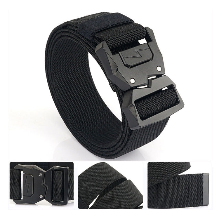 Outdoor Casual Lightning Buckle Men Elastic Belt, Length: 125cm(Black) - Belts by PMC Jewellery | Online Shopping South Africa | PMC Jewellery