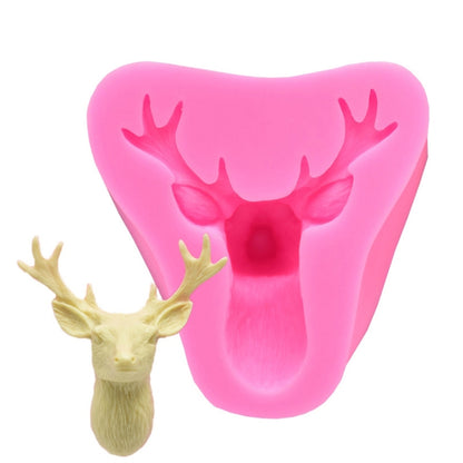 Deer Head Silicone Fondant Cake Mold(Pink) - Food Molds by PMC Jewellery | Online Shopping South Africa | PMC Jewellery