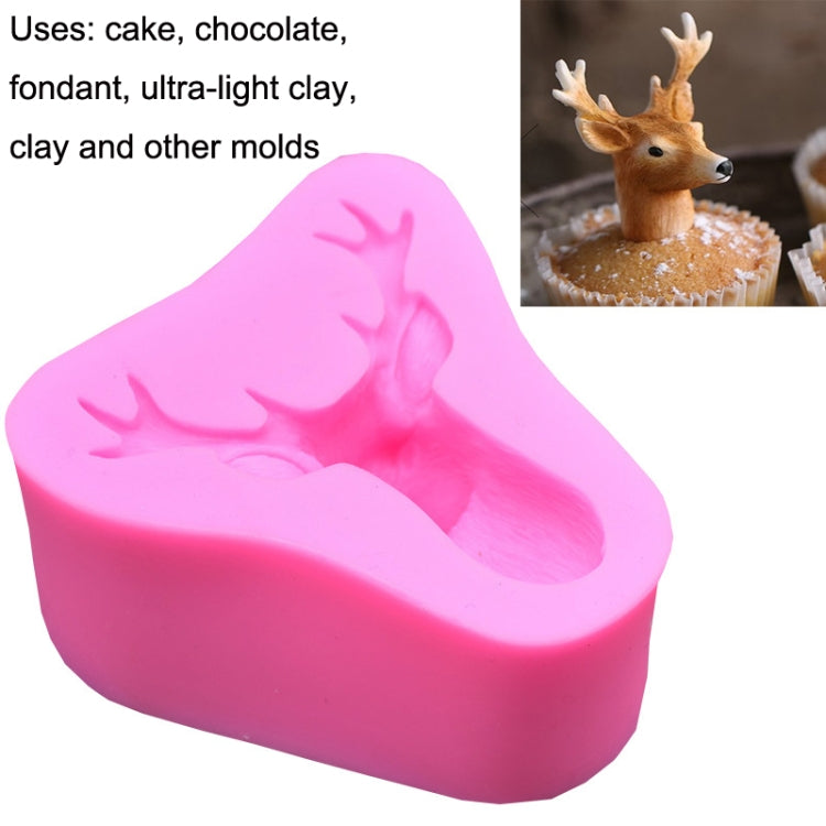 Deer Head Silicone Fondant Cake Mold(Pink) - Food Molds by PMC Jewellery | Online Shopping South Africa | PMC Jewellery