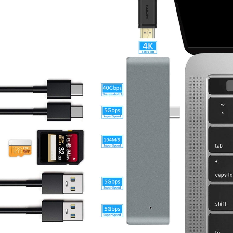 TYPE-C To 4K HDMI HUB Docking Station TF/SD Card Reader For MacBook Pro(Silver) - USB HUB by PMC Jewellery | Online Shopping South Africa | PMC Jewellery