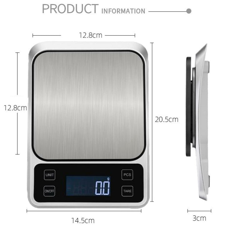 Stainless Steel Food Baking Scale Small Bench Scale Kitchen Electronic Scale English 3kg/0.1g - Kitchen Scales by PMC Jewellery | Online Shopping South Africa | PMC Jewellery