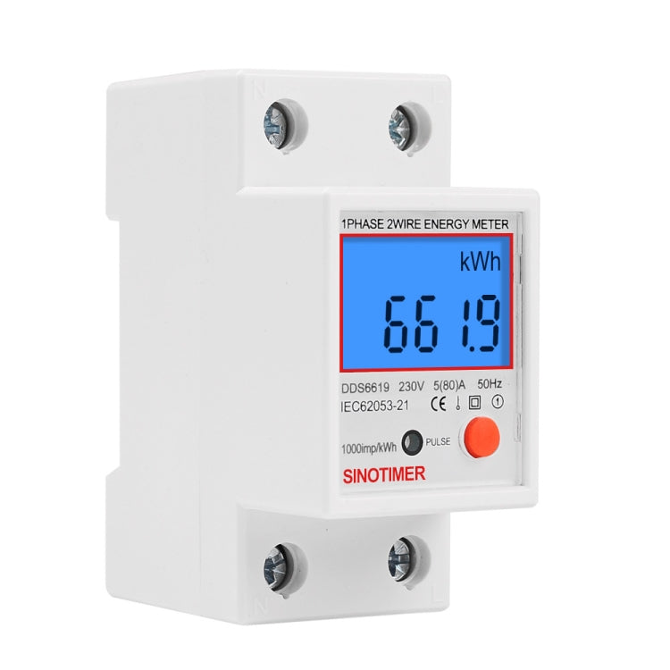 SINOTIMER DDS6619-012 Backlight Display Household Single-phase Rail Energy Meter 5-80A(230V 50Hz) - free shipping - PMC TechLife - Order now!