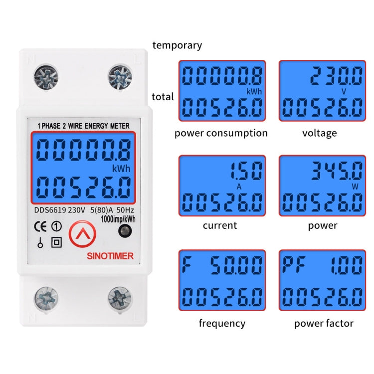 SINOTIMER DDS6619-526L-2 Can Reset Zero Backlight Display Single-phase Rail Electric Energy Meter - free shipping - PMC TechLife - Order now!