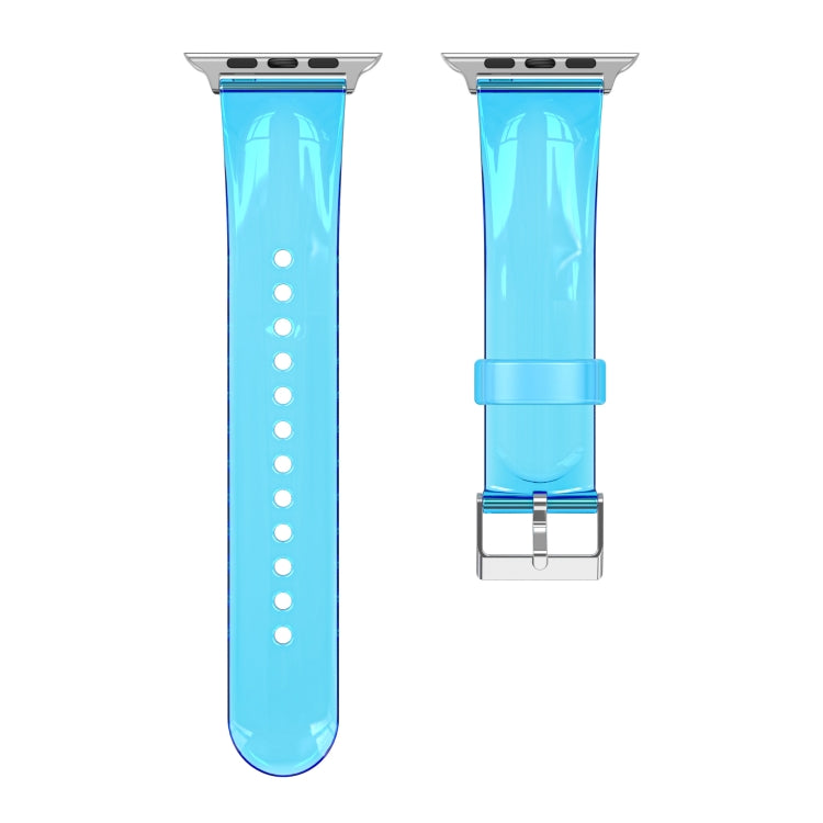 TPU Fuel Injection Watch Band For Apple Watch Series 7 41mm /6&SE&5&4 40mm /3&2&1 38mm(Transparent Blue) - Watch Bands by null | Online Shopping South Africa | PMC TechLife | Buy Now Pay Later Mobicred
