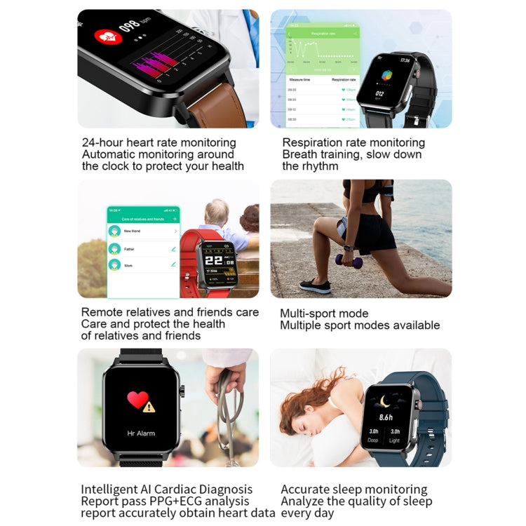 LOANIY E86 1.7 Inch Heart Rate Monitoring Smart Bluetooth Watch, Color: Brown Leather - free shipping - PMC TechLife - Order now!
