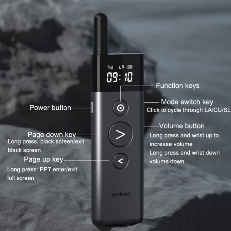 ASiNG A10 Green Light PPT Page Turning Pen Remote Control Presentation Pen, Capacity: 128M (Gray) - free shipping - PMC TechLife - Order now!