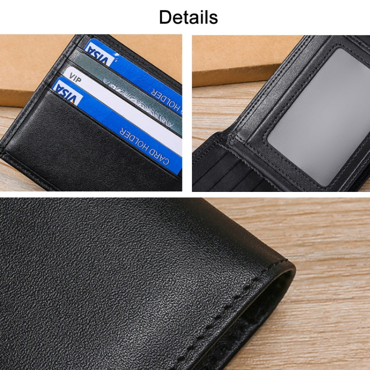 TP-215 Leather RFID Anti-theft Tri-fold Short Wallet(Black) - free shipping - PMC TechLife - Order now!