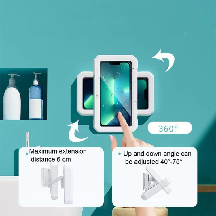 Retractable Rotating Bathroom Waterproof Mobile Phone Box Wall Mount Mobile Phone Holder(Black) - Hand-Sticking Bracket by PMC TechLife | Online Shopping South Africa | PMC TechLife