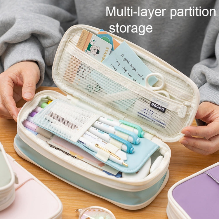 Angoo Macaron Double-layer Retractable Large-capacity Pencil Case Stationery Box(Purple) - File Folder by Angoo | Online Shopping South Africa | PMC TechLife | Buy Now Pay Later Mobicred