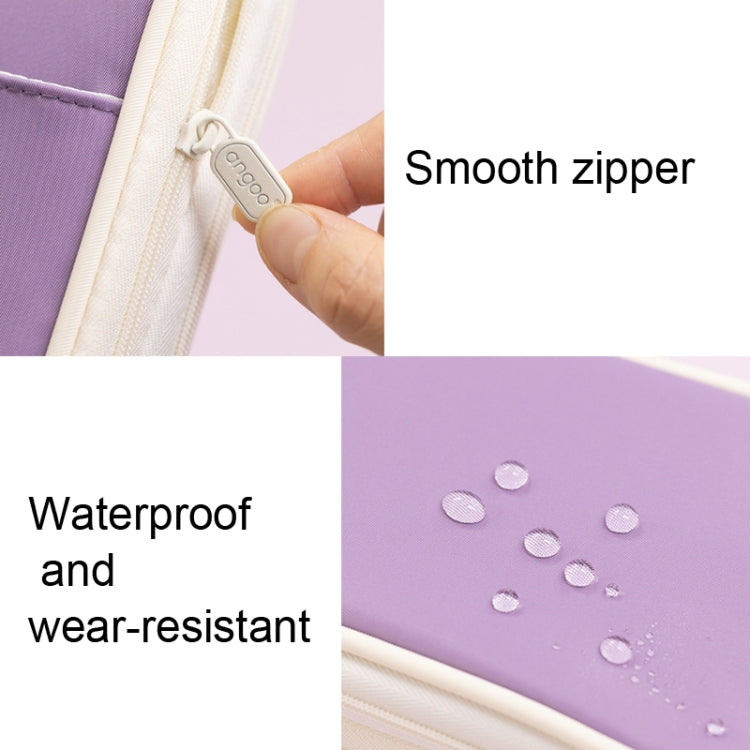 Angoo Macaron Double-layer Retractable Large-capacity Pencil Case Stationery Box(Purple) - File Folder by Angoo | Online Shopping South Africa | PMC TechLife | Buy Now Pay Later Mobicred
