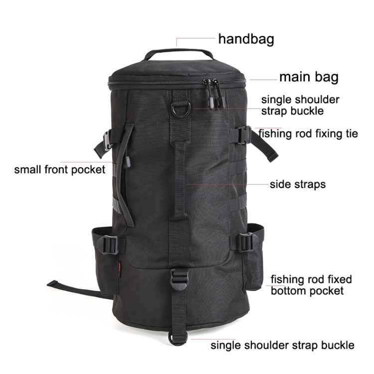 LEO 28085 Cylina Shape Fishing Gear Backpack Fishing Rod Outdoor Shoulder Bag(28085-B Black) - Storage Boxes & Storage Bags by LEO | Online Shopping South Africa | PMC Jewellery