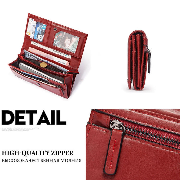 BP806 RFID Anti-Theft Brush Lady Wallet Multi-Card Clutch Bag(Red) - Antimagnetic RFID Package by PMC TechLife | Online Shopping South Africa | PMC TechLife | Buy Now Pay Later Mobicred
