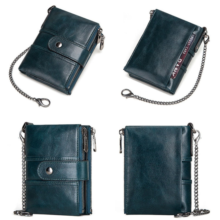 BP804 RFID Anti-Theft Wallet Multi-Function Buckle Zipper Retro Leisure Coin Purse(Blue) - Antimagnetic RFID Package by PMC TechLife | Online Shopping South Africa | PMC TechLife | Buy Now Pay Later Mobicred