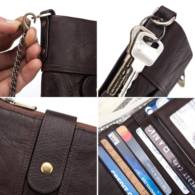 BP804 RFID Anti-Theft Wallet Multi-Function Buckle Zipper Retro Leisure Coin Purse(Brown) - Antimagnetic RFID Package by PMC TechLife | Online Shopping South Africa | PMC TechLife | Buy Now Pay Later Mobicred