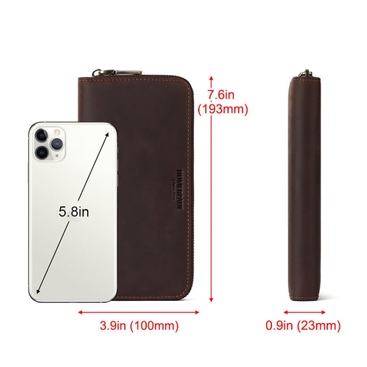 HUMERPAUL BP816 RFID Anti-Magnetic Men Long Wallet Business Retro Multi-Card Solt Handbag(Brown) - free shipping - PMC TechLife - Order now!