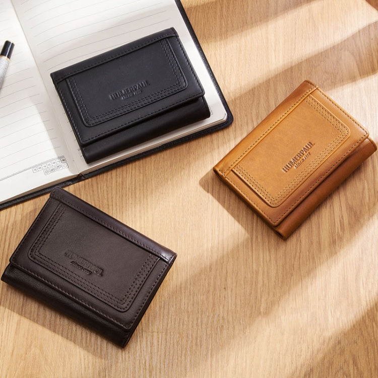 HUMERPAUL BP992 RFID Anti-Magnetic Multi-Card Position Zipper Coin Purse Leather Men Wallet(Black) - free shipping - PMC TechLife - Order now!