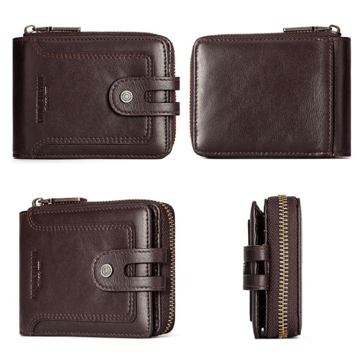 HUMERPAUL BP948-s RFID Anti-Theft Brush Men Leather Wallet Short Coin Purse(Brown) - Antimagnetic RFID Package by HUMERPAUL | Online Shopping South Africa | PMC TechLife | Buy Now Pay Later Mobicred