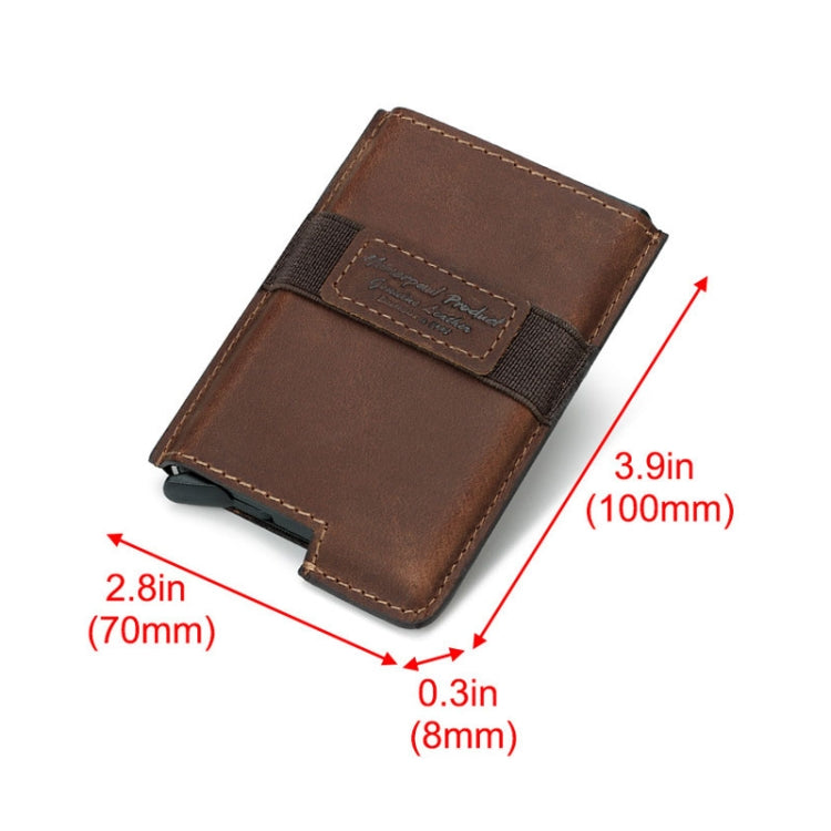 HUMERPAUL BP977 RFID Anti-Theft Card Box Leather Automatic Credit Card Set(Brown) - free shipping - PMC TechLife - Order now!