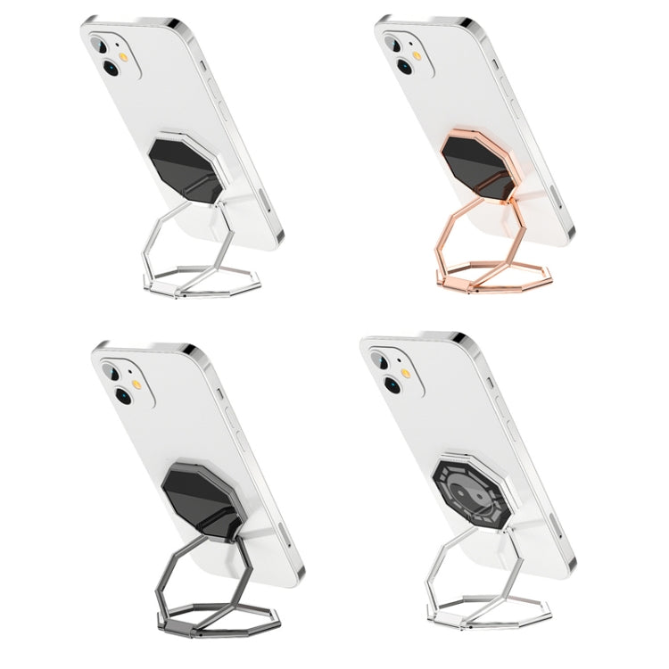 Metal Ring Buckle Live Rotating Magnetic Suction Car Desktop Tablet Folding Phone Bracket(Black) - Desktop Holder by PMC TechLife | Online Shopping South Africa | PMC TechLife