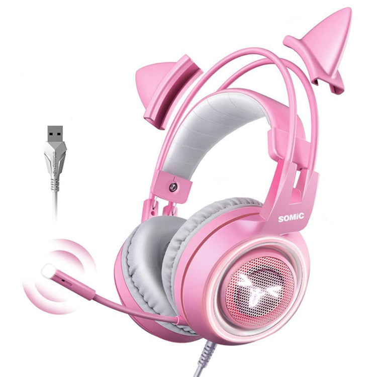 SOMIC G951PINK Head-mounted 7.1 Channel Anchor E-Sports Game Headset Wheat(Pink) - Multimedia Headset by PMC TechLife | Online Shopping South Africa | PMC TechLife