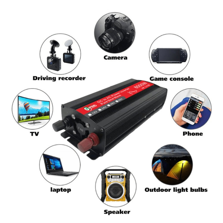 Gurxun 8000W High Power Household Car Sine Wave Inverter, Specification: 12V To 220V - free shipping - PMC TechLife - Order now!