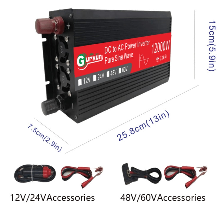 Gurxun 12000W High Power Household Car Sine Wave Inverter, Specification: 12V To 220V - Pure Sine Wave by PMC TechLife | Online Shopping South Africa | PMC TechLife