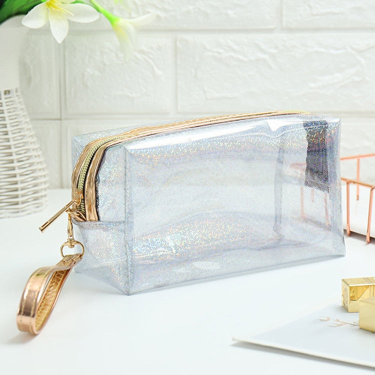 PVC Laser Transparent Portable Cosmetic Bag Travel Toiletry Bag(Silver) - Storage Boxes by PMC Jewellery | Online Shopping South Africa | PMC Jewellery