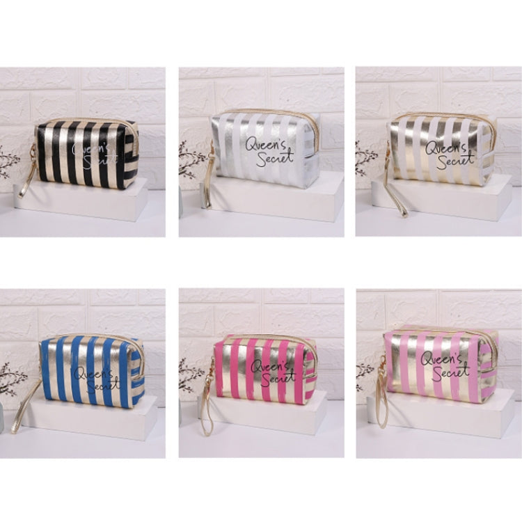 Multifunctional Striped PU Waterproof Cosmetic Toiletry Bag(Pink) - Storage Boxes by PMC Jewellery | Online Shopping South Africa | PMC Jewellery