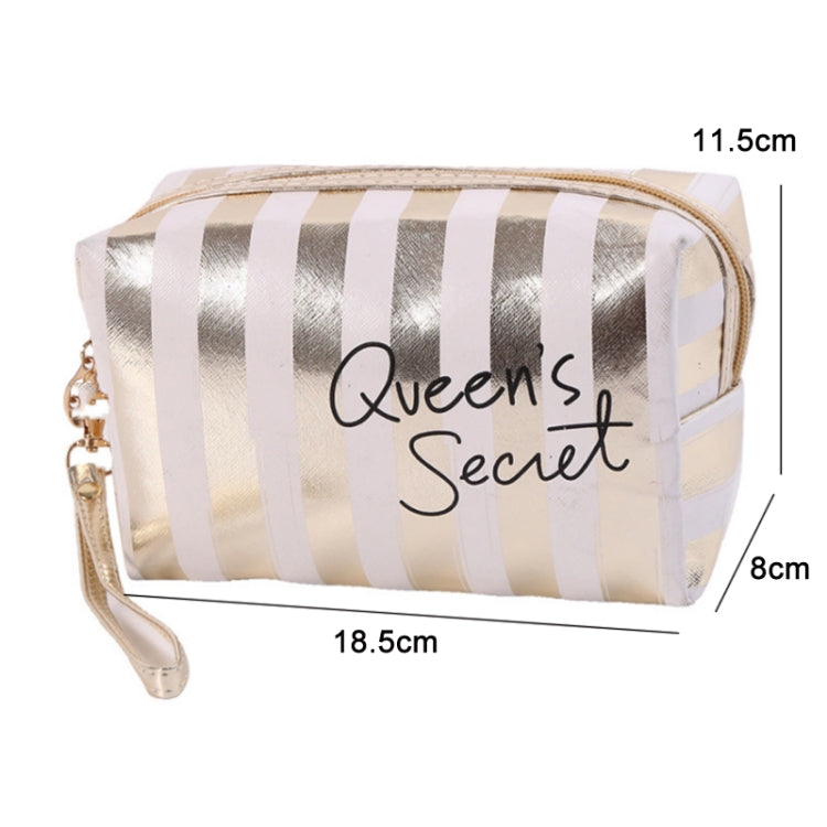 Multifunctional Striped PU Waterproof Cosmetic Toiletry Bag(Gold) - Storage Boxes by PMC Jewellery | Online Shopping South Africa | PMC Jewellery