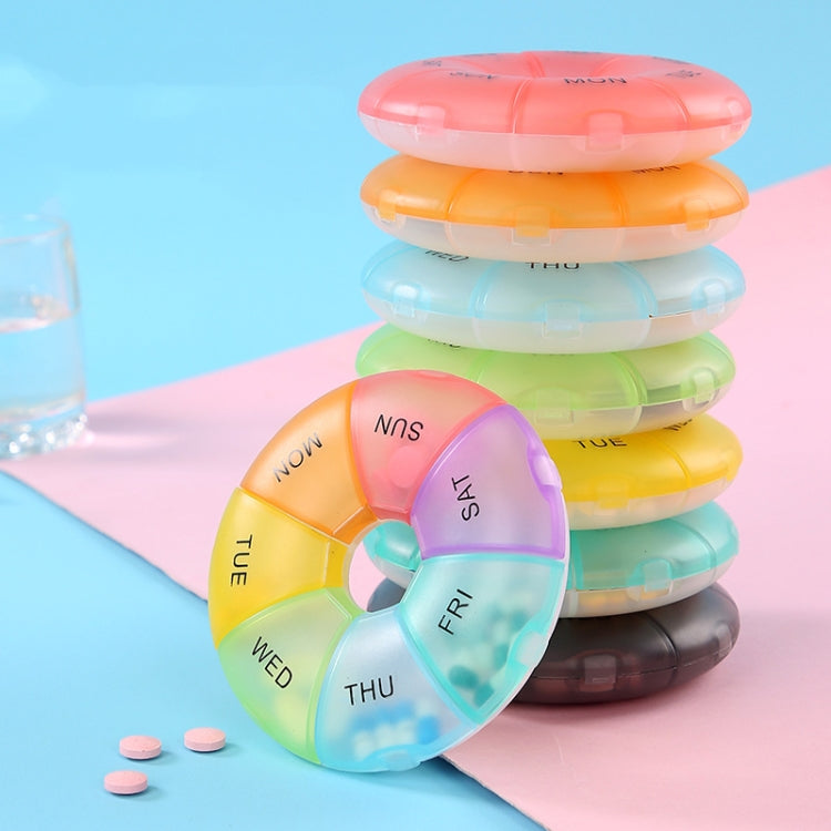 2 PCS Round 7 Days Rainbow Color Portable Pill Box Plastic Seven Grid(Light Green) - free shipping - PMC TechLife - Order now!
