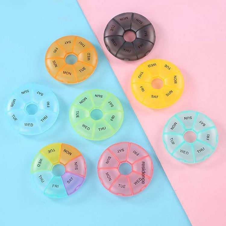 2 PCS Round 7 Days Rainbow Color Portable Pill Box Plastic Seven Grid(Light Yellow) - free shipping - PMC TechLife - Order now!
