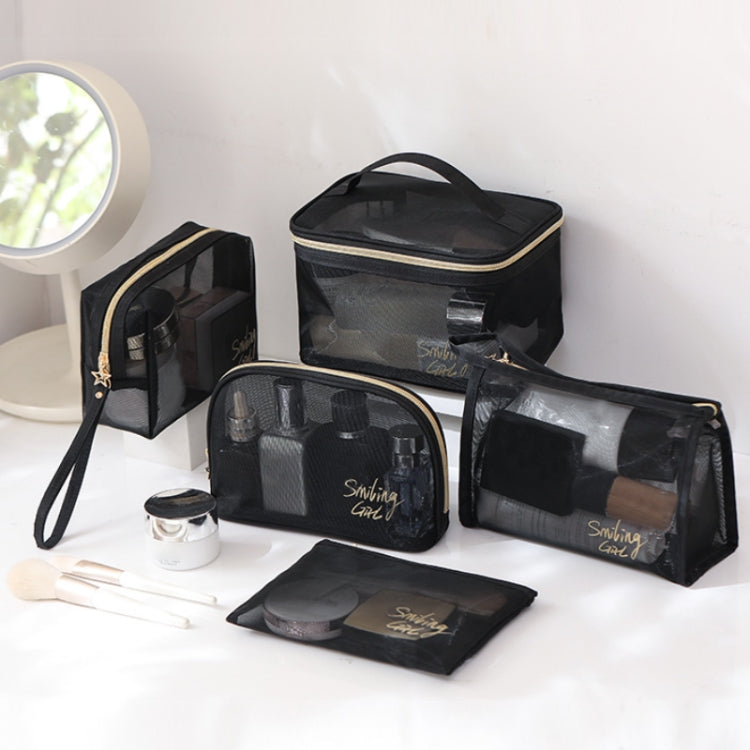 Travel Large Capacity Transparent Mesh Cosmetic Bag, Style: Semicircular - Storage Boxes by PMC Jewellery | Online Shopping South Africa | PMC Jewellery