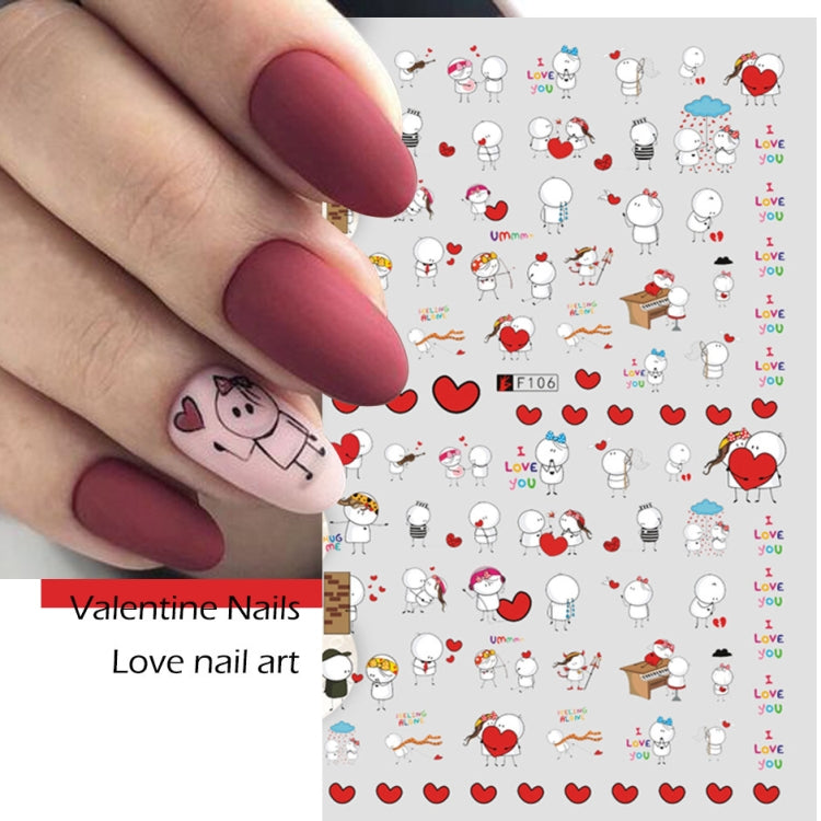 10 PCS Cartoon Heart Letters Comic Character Nail Art Sticker 3D Adhesive Nail Stickers(F639) - Nail Stickers by PMC Jewellery | Online Shopping South Africa | PMC Jewellery