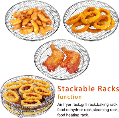 Air Fryer Accessories 8-inch Three Layer Round Grill Steam Rack - Electric Deep Fryers by PMC Jewellery | Online Shopping South Africa | PMC Jewellery