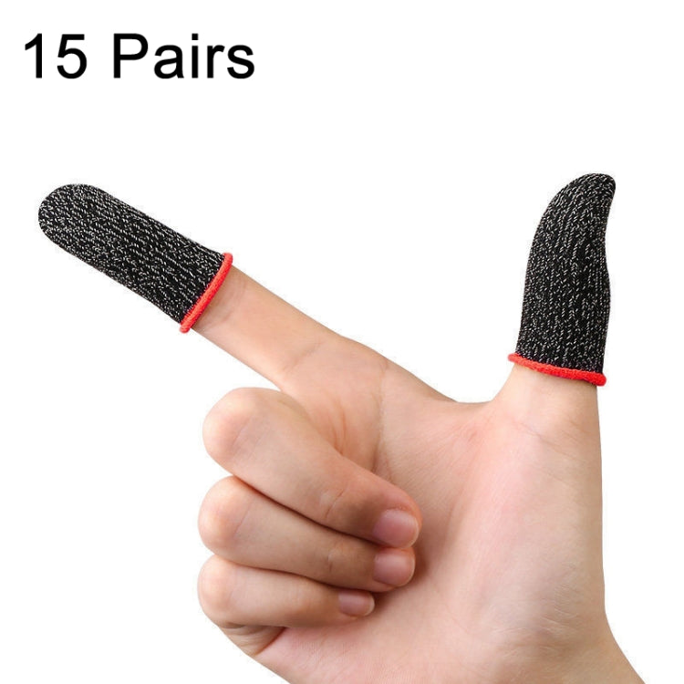 15 Pairs  18 Needles Gaming Finger Glove Anti-sweat and Non-slip Glove,Color: Silver Fibre Red Trim - Gaming Finger Sleeves by PMC TechLife | Online Shopping South Africa | PMC TechLife