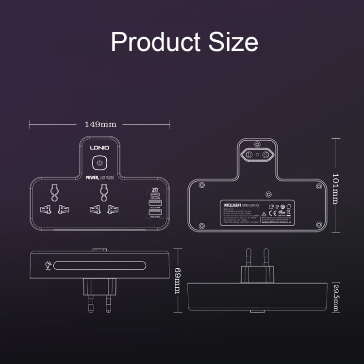 LDNIO SC2311 20W PD+QC 3.0 Multifunctional Home Fast Charging Socket with Night Light, Spec: US Plug - Extension Socket by LDNIO | Online Shopping South Africa | PMC Jewellery