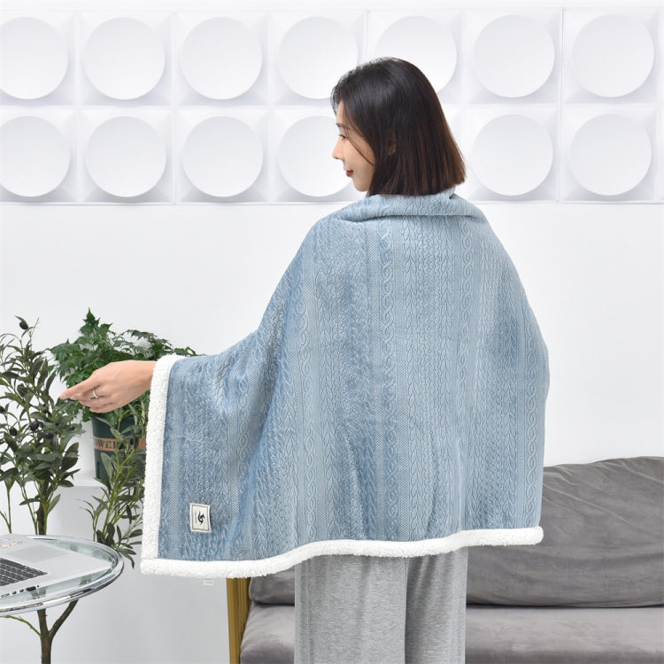 80x130cm Flannel Thickened Embossed Shawl Blanket Office Air Conditioning Blanket(Misty Blue) - Bedding by PMC TechLife | Online Shopping South Africa | PMC TechLife | Buy Now Pay Later Mobicred