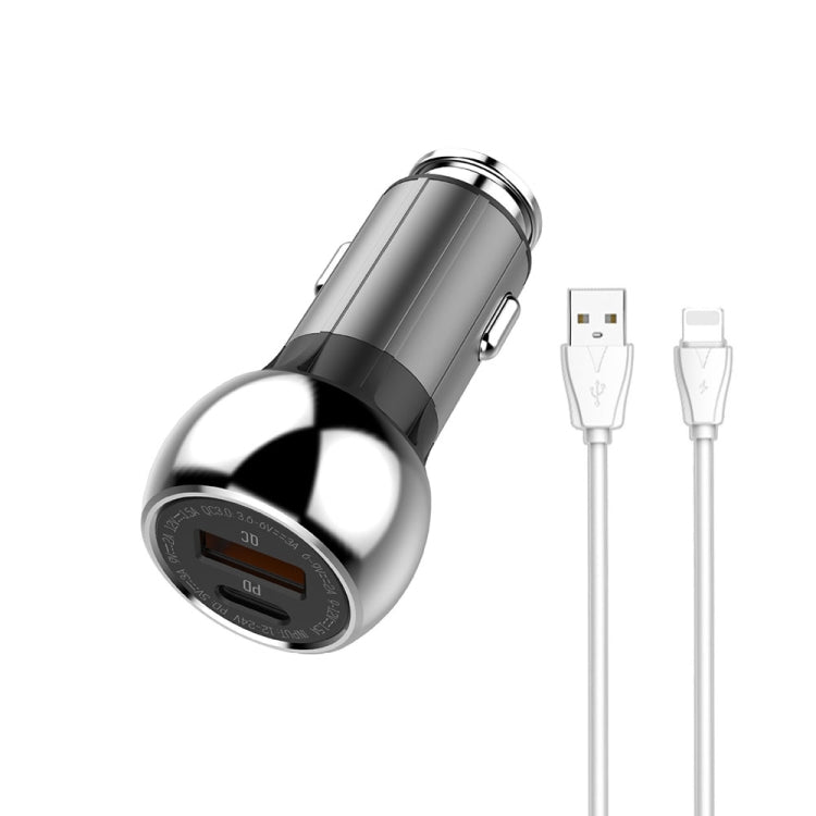 LDNIO C1 36W PD + QC 3.0 Car Fast Charger High Power Smart USB Car Charger with 8 Pin Cable - free shipping - PMC TechLife - Order now!