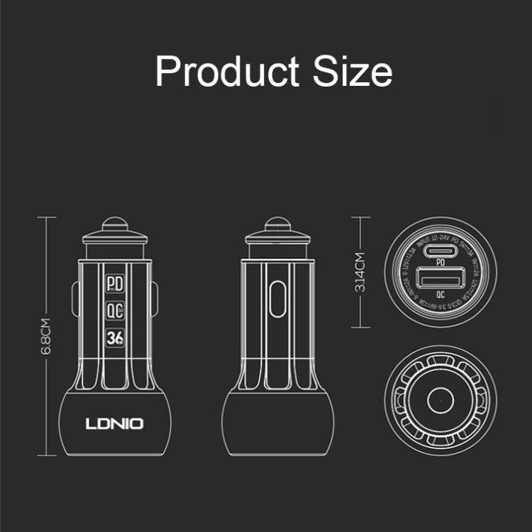 LDNIO C1 36W PD + QC 3.0 Car Fast Charger High Power Smart USB Car Charger with 8 Pin Cable - free shipping - PMC TechLife - Order now!